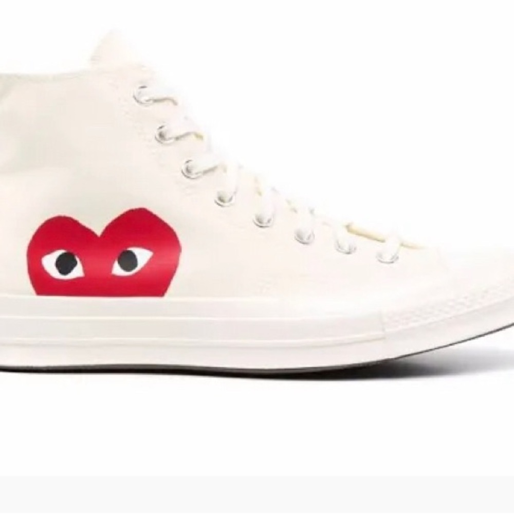 Converse Cream High-Tops with Red Heart Accent